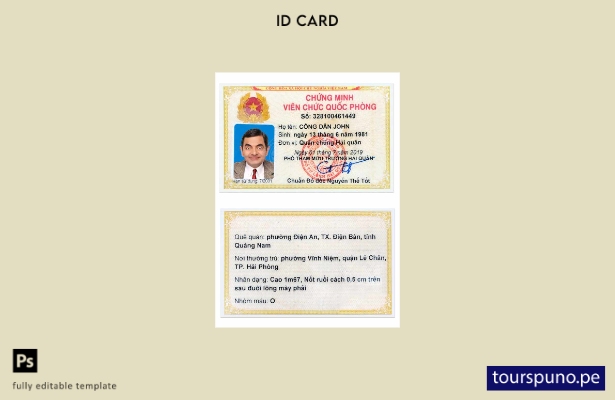 lista para imprimir la plantilla de versión de tarjeta de identificación de Viet